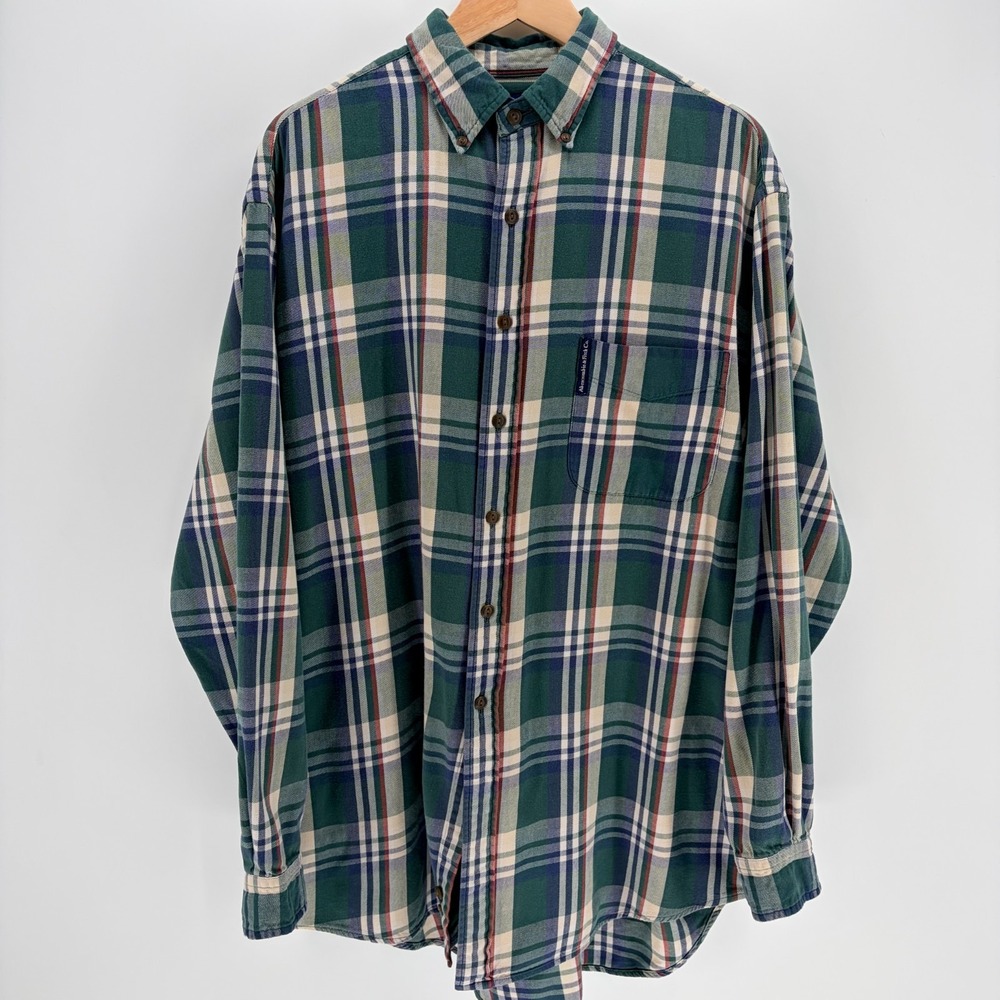 Vintage Abercrombie Fitch The Big Shirt Plaid Button Up Button Down Collar Mens